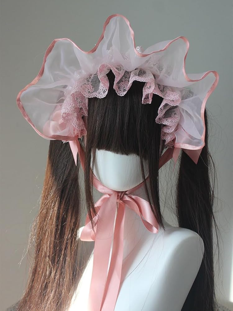 タグ付き未使用 メイドキャップ ボンネット ロリータ ヘッドドレス タグ付き未使用 メイドキャップ ボンネット ロリータ ヘッド